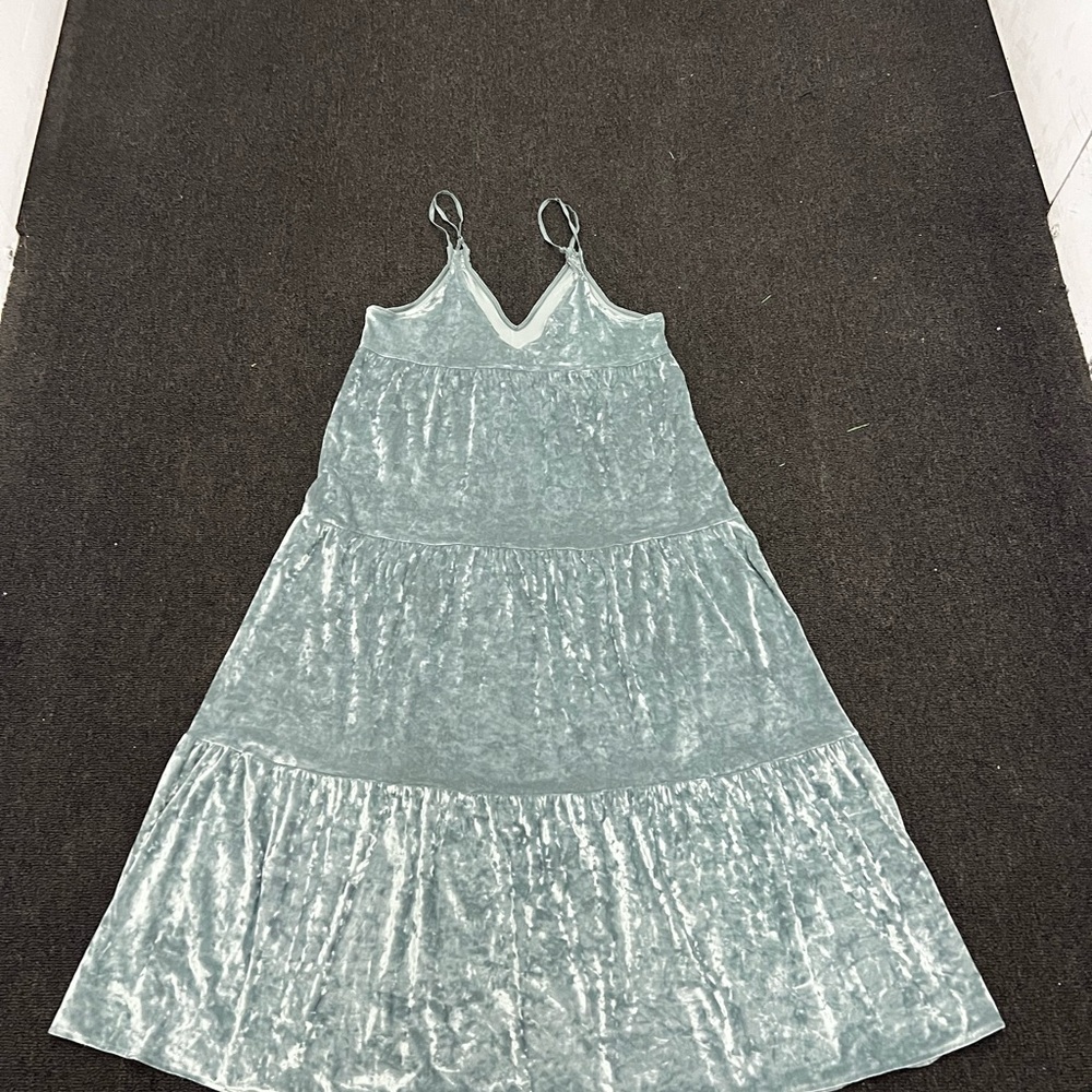 Elegant light teal velvet boho dress